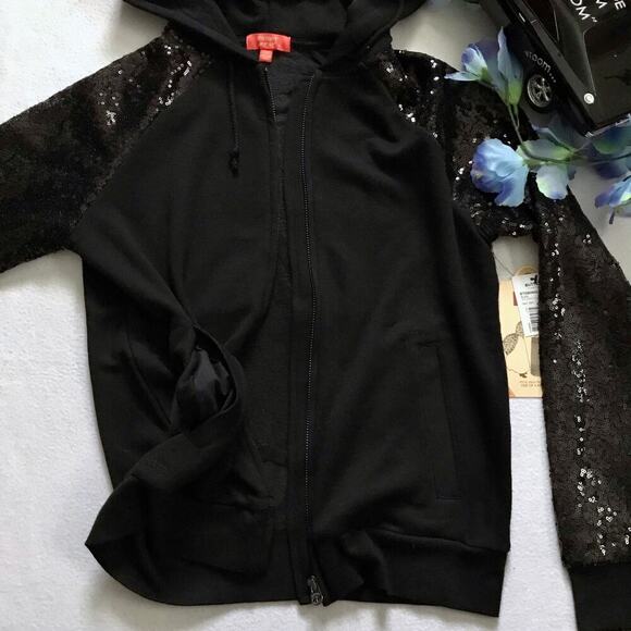 Butter NWT Full Zip Sequins Hoodie Girls L (12) - Picture 6 of 10